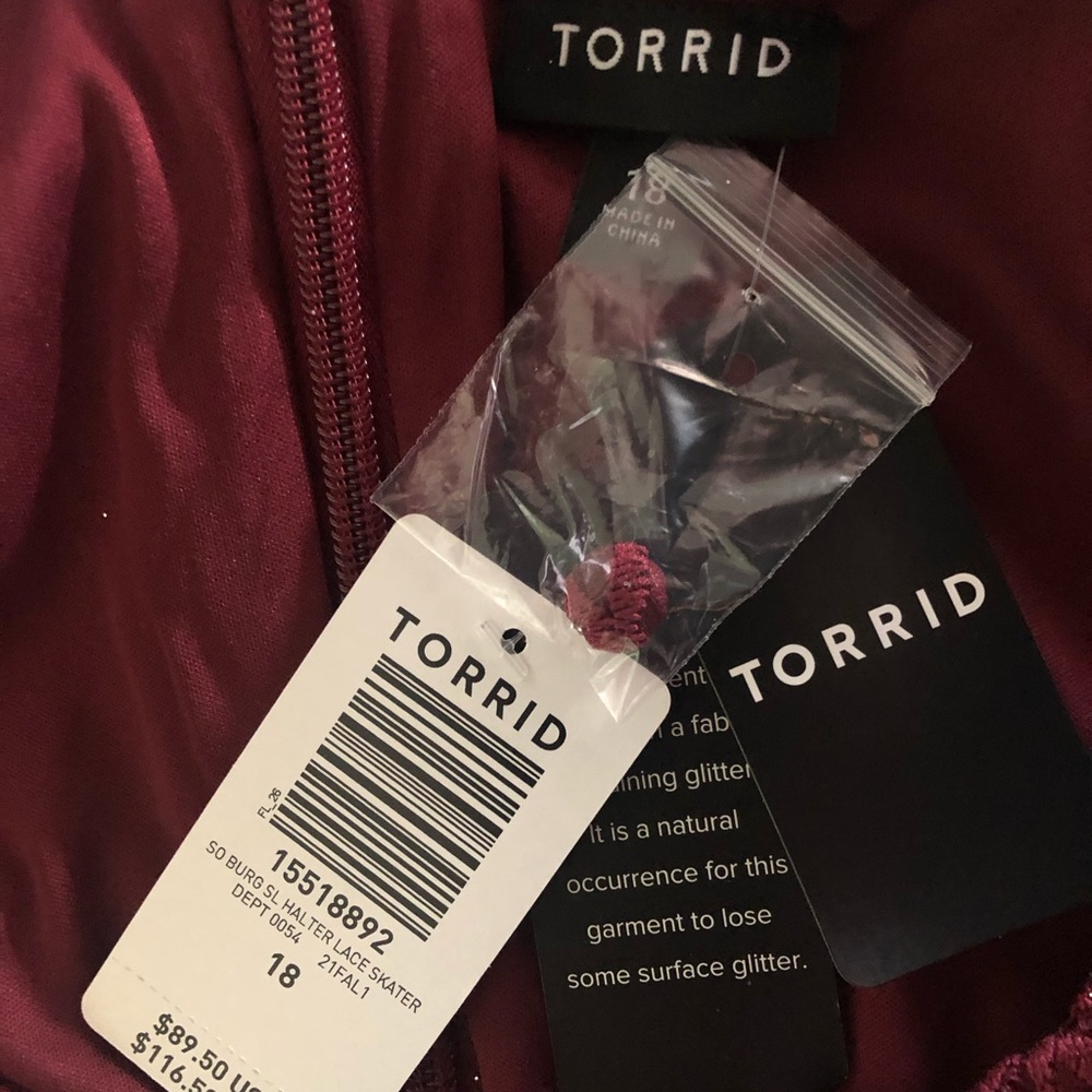 Torrid size 18 Burgundy Wine Sparkle Mini Lace Cocktail Formal Party Dress NWT - Picture 5 of 7